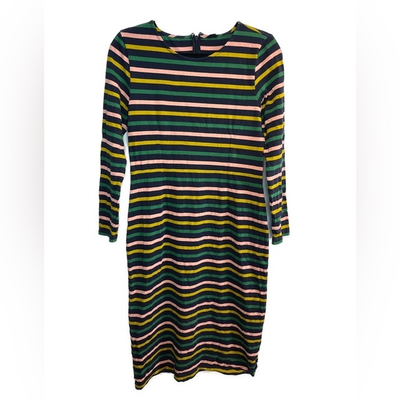 J.CREW Long-sleeve Striped Cotton Professional Sheath Midi Dress Sz 8 - Picture 4 of 11